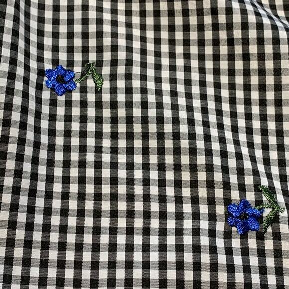 Alyx Blouse Top Black White Blue Floral Check 3/4 Bell Sleeves Blouse Medium NEW - Picture 7 of 9